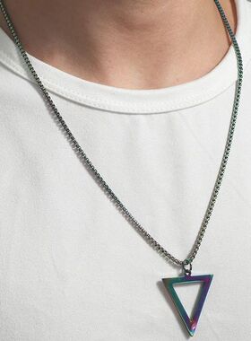 Stainless Steel Inverted Triangle Pendant Chain Power Neckla