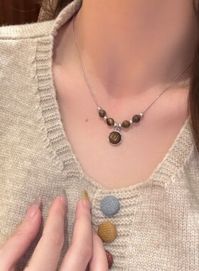 Tiger's Eye Stone Necklace Women's Chinese Style Choker Neck