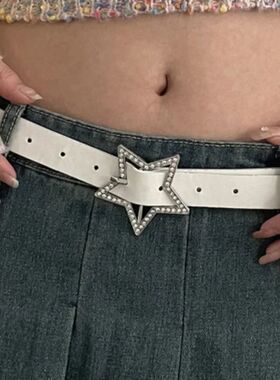 Kawaii Pink Y2k Star Belt for Women Jeans Buckle Adjustable