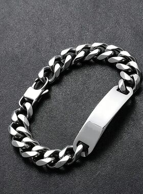 10MM Stainless Steel Curb Chain ID Bracelet For Men Waterpro