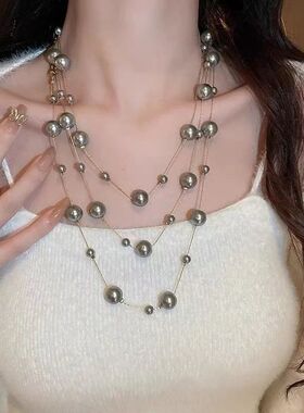 Elegant Temperament Multi-layered Layered Pearl Chain Neckla