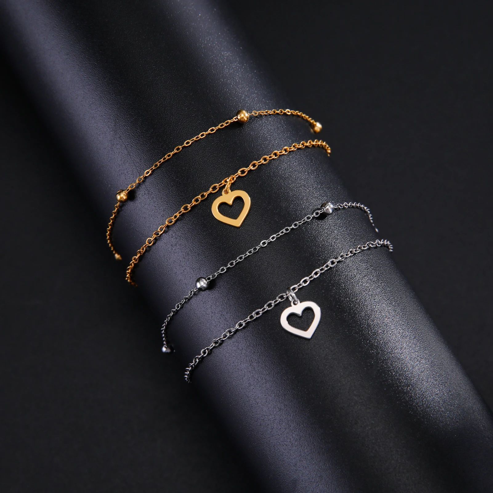 Cazador Heart Charm Bracelets for Women Girls Stainless Stee-图3