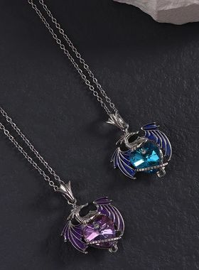 ExquisiteColor Dragon Pendant Necklace For Women Blue Purple