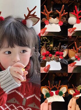 Year Christmas Hair Pin Children Barrettes Bow Deer Santa Cl