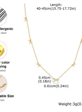 Charms Bow Necklace For Women, Bowknot Chain Choker Necklace