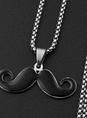 VintageLong Mustache Necklace For Women Men Stainless Steel
