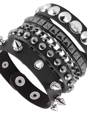 3PCS/Set Black Goth Boho Bracelets For Men Women Punk Gothic