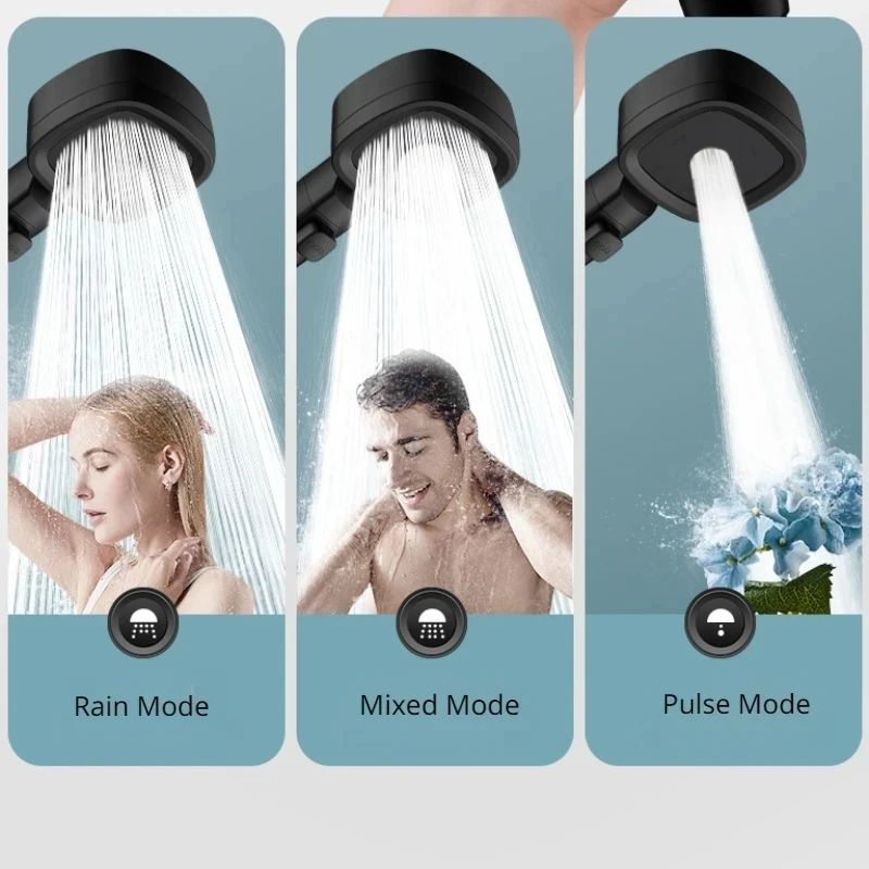 High Pressure Large Flow Shower Head With Filter 3 Modes Wat-图0