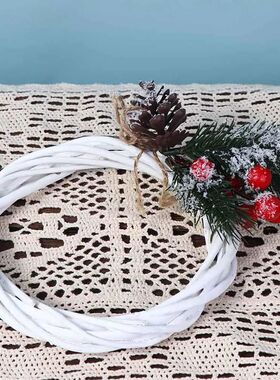 White Garland Wicker Round Design Christmas Tree Rattan Wrea