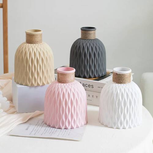 1PC Water Ripple Vase - Flower Pot Basket, Twine Plastic Vas - 图0