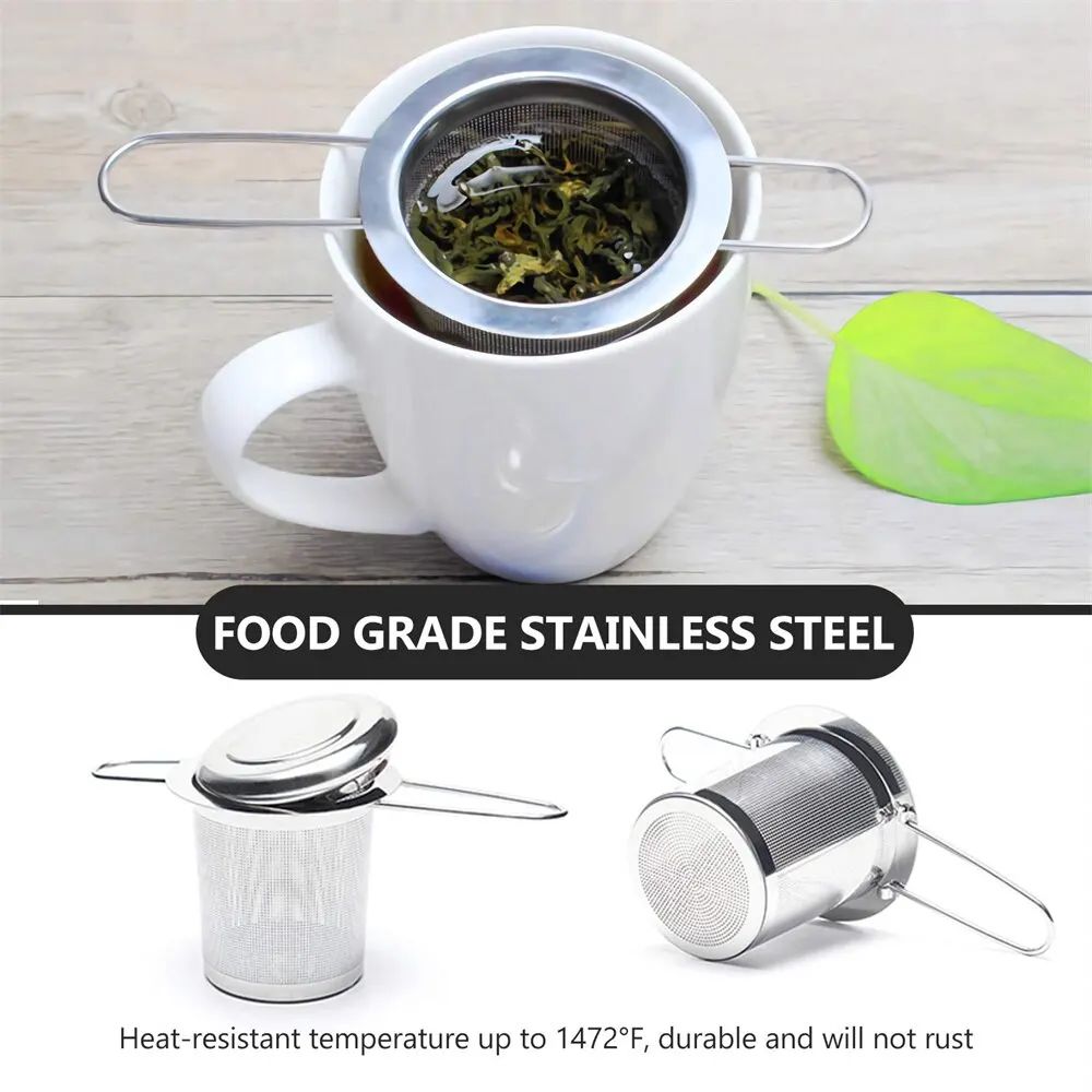 Stainless Steel Mesh Tea Infuser with Lid Reusable Cup Strai - 图1