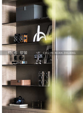 样板间书房水晶音响相机道具摆件