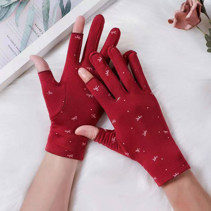 手套保暖防寒漏两指秋冬季加绒高弹力工作轻薄跳舞游戏触屏手套女,淘宝优惠券,粉丝福利购,淘宝优惠卷