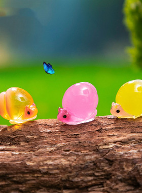 跨境新品微景观创意夜光小蜗牛萌粒公仔 DIY装饰品迷你树脂小摆件