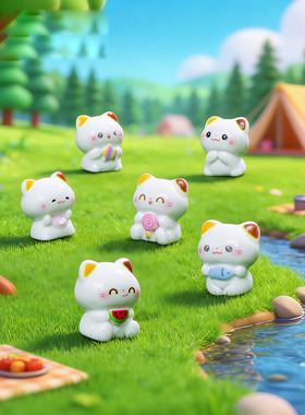 微景观简约创意可爱小三花猫萌粒公仔 DIY装饰品迷你桌面树脂摆件