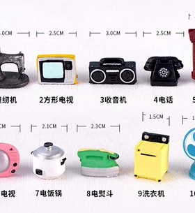 微景观树脂复古挂钟缝纫机小摆件