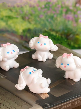 微景观简约创意可爱动物小白狗DIY装饰品盲袋公仔微缩场景小摆件