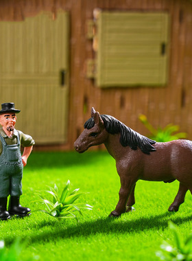 微景观简约创意农场奔跑小马农夫 园艺造景diy装饰品迷你树脂摆件