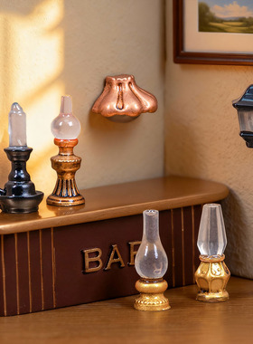 微景观简约创意复古夜光酥油灯娃娃屋造景 DIY装饰品迷你树脂摆件