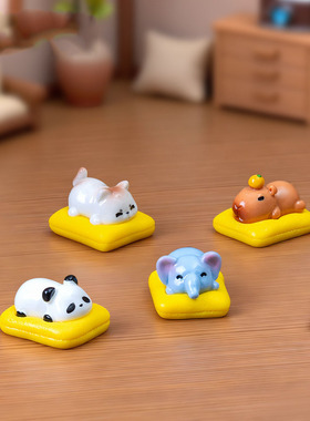 微景观创意可爱垫子趴趴小象小动物萌粒 DIY装饰品迷你树脂小摆件