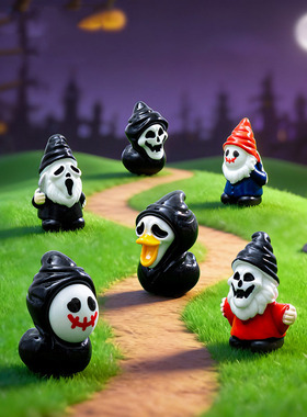 跨境新品简约万圣节鬼脸面具小矮人公仔 微景观diy装饰品桌面摆件