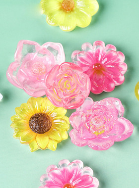 微景观创意平面花朵雏菊荷花奶油胶 DIY手机壳装饰冰箱贴发夹配件