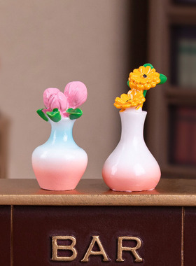 微景观简约创意手工插花艺术花瓶娃娃屋 DIY装饰品迷你树脂小摆件