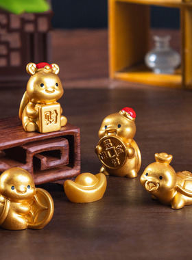 微景观树脂工艺品创意元宝金龟聚财萌粒 DIY饰品迷你车载桌面摆件