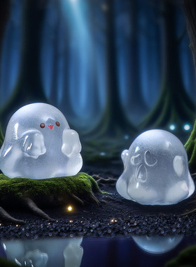 微景观万圣节夜光透色可爱小幽灵公仔萌粒 DIY装饰品迷你树脂摆件
