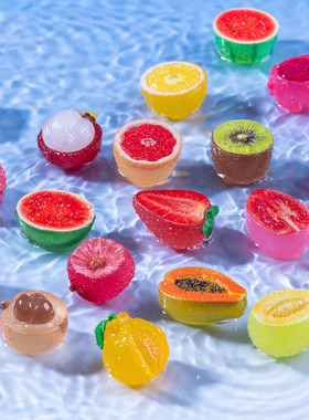 微景观创意夜光半切水果西瓜火龙果萌粒 DIY装饰品迷你树脂小摆件