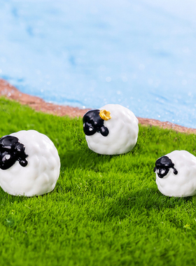 外贸新品苔藓微景观小羊一家DIY园艺造景装饰品挂件树脂迷你摆件