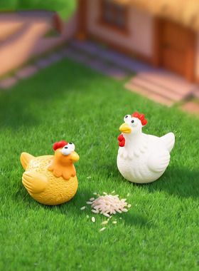 微景观创意可爱大眼公鸡公仔萌粒 农场造景diy装饰品迷你树脂摆件
