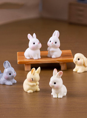微景观创意可爱小兔子公仔娃娃屋 DIY装饰品迷你微缩树脂小摆件