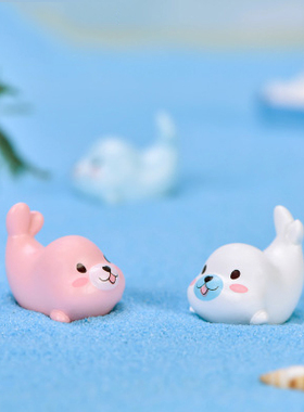 水族馆可爱风海豹独角树脂工艺品