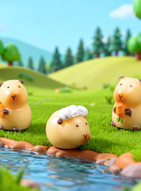 微景观简约创意可爱荷兰猪小豚鼠萌粒 DIY装饰品迷你桌面树脂摆件