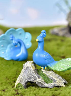 微景观可爱风孔雀盆栽树脂工艺品