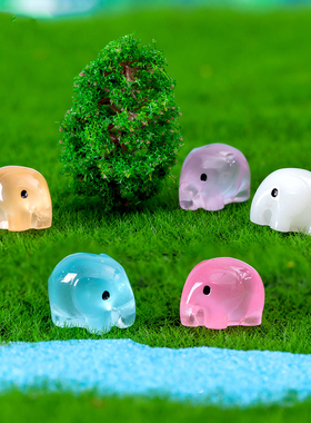 微景观简约现代创意发夜光小象公仔多肉园艺造景饰品桌面微缩摆件