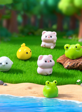 微景观创意可爱青蛙小猪萌粒公仔 DIY装饰品迷你桌面车载树脂摆件