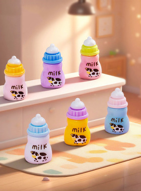 微景观简约现代创意多彩六款奶瓶食玩DIY装饰品迷你桌面树脂摆件