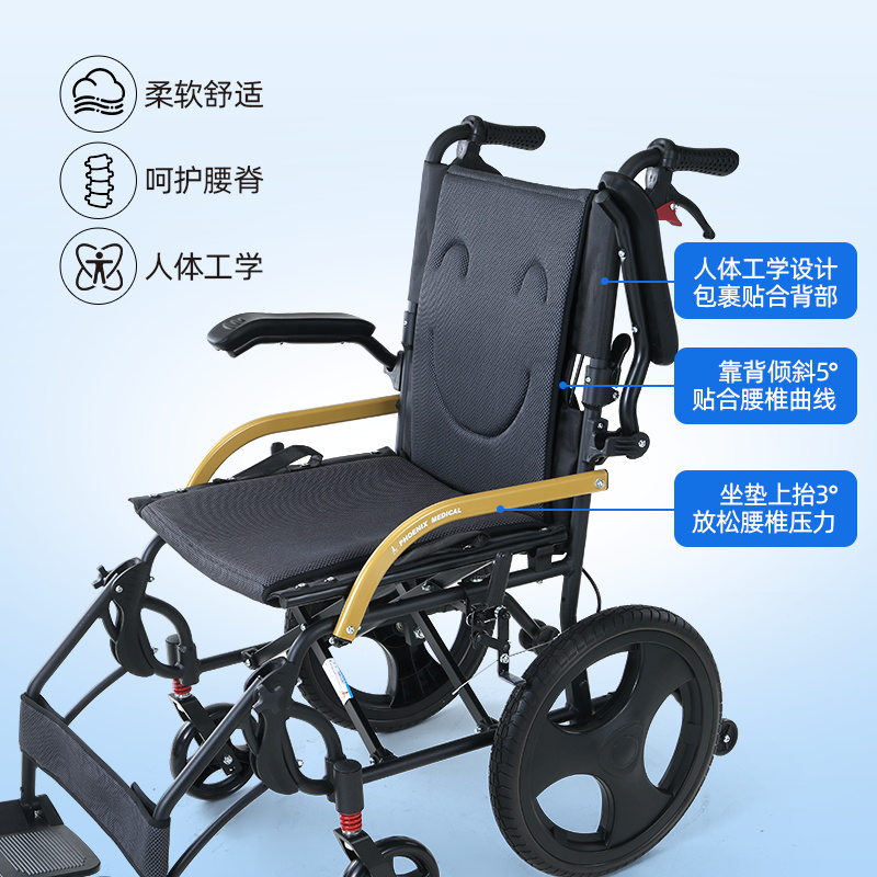 上海凤凰轮椅折叠轻便便携型老人代步手推车瘫痪残疾老人手动轮椅 - 图2