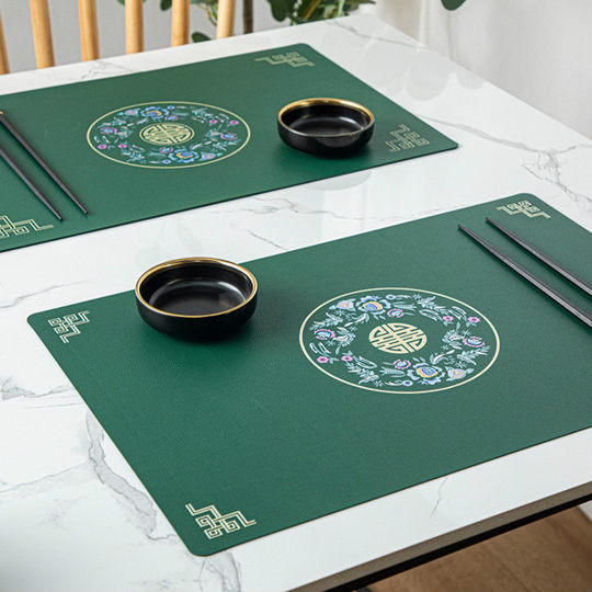 Chinese leather placemats, hotel home western placemats, high-end anti-scalding insulation mats, dining table mats, plate bowls and cup mats
