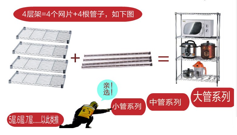 厨房置物架单层DIY自由组合架子 配套架子19mm管径中管网片包邮