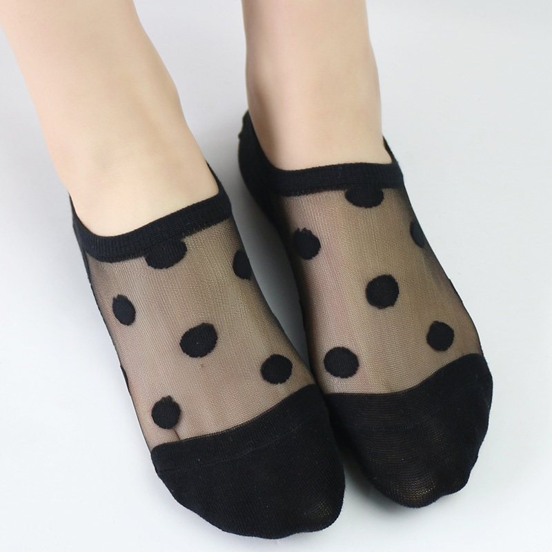 冬爱春夏圆点可爱日系短丝袜棉船袜 冬爱船袜