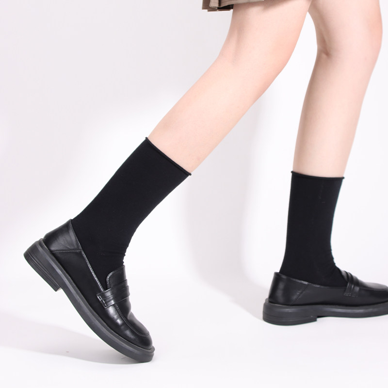 冬爱2021中筒袜卷口素色秋冬季袜 冬爱短袜/打底袜/丝袜/美腿袜