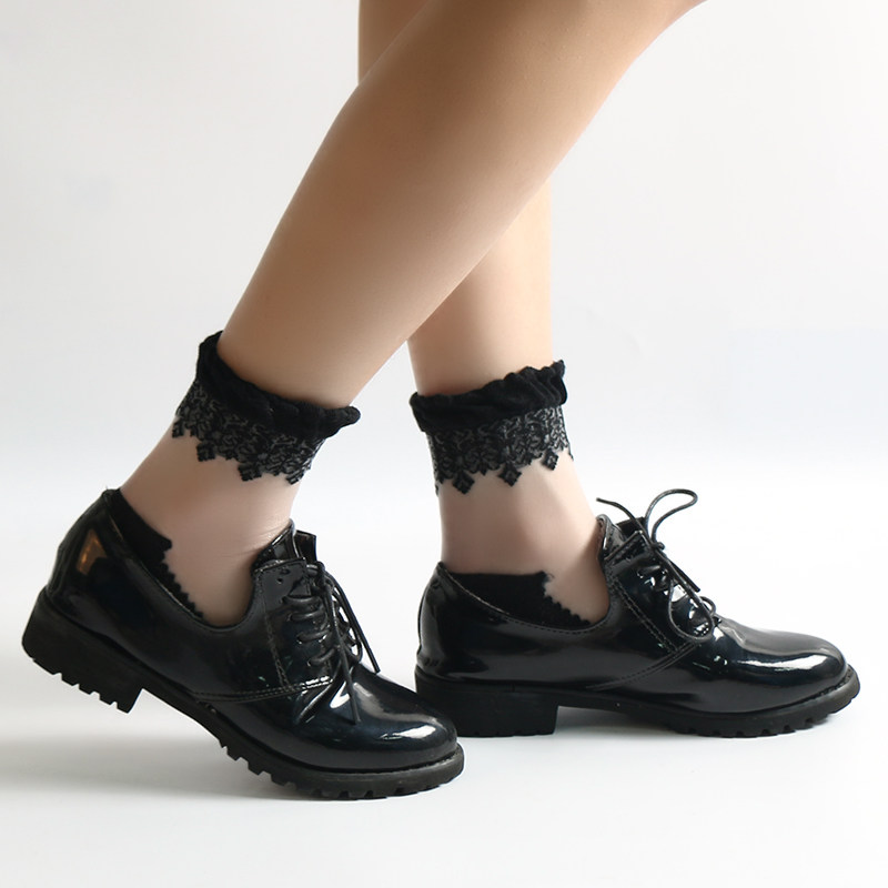 冬爱防滑棉中筒透明水晶袜薄款丝袜 冬爱短袜/打底袜/丝袜/美腿袜