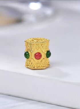 古法金保色掐丝镂空转运珠隔珠diy手工手链项链配饰