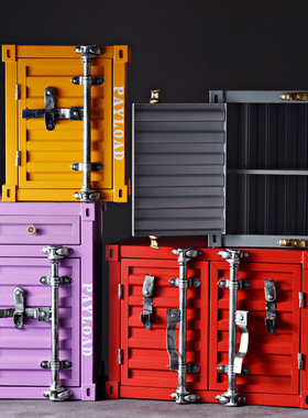 工业风金属床头柜集装箱橱窗摆件