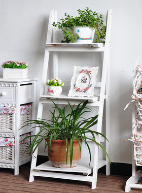 复古落地多层木架置物架展示折叠