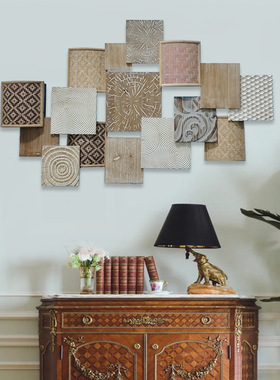 美式铁艺复古壁饰客厅沙发背景墙