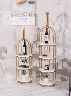 北欧铁艺大理石置物架餐厅酒架